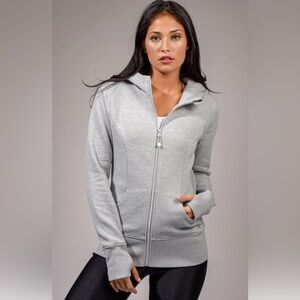 REFLEX Ultra Soft Fleece Gray Hoodie Jacket Thumb Holes Women's Size Small